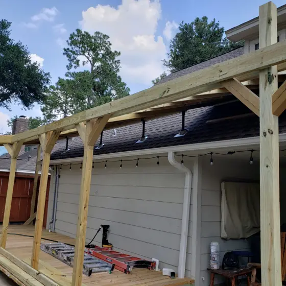 Poolside deck and outdoor structure — photo P226