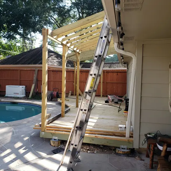 Poolside deck and outdoor structure — photo P229