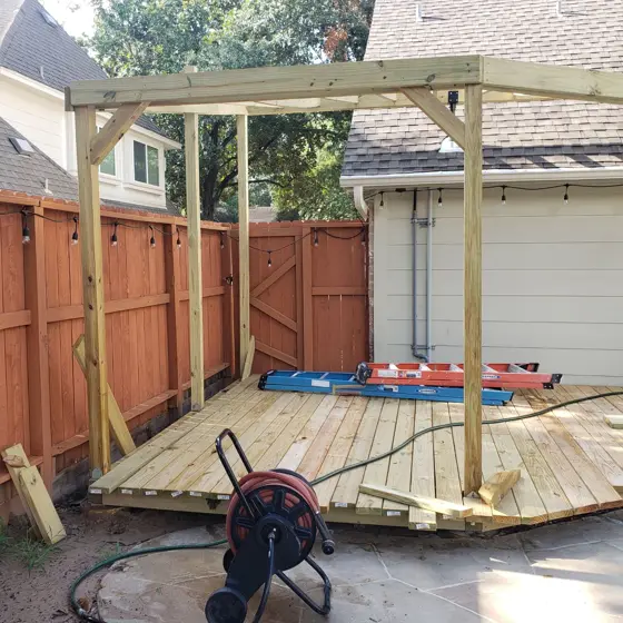 Poolside deck and outdoor structure — photo P230