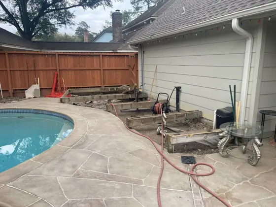 Poolside deck and outdoor structure — photo P255