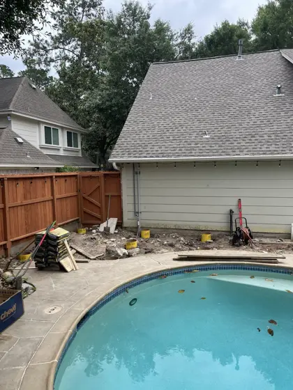 Poolside deck and outdoor structure — photo P261